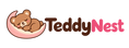 TeddyNest logo — sleeping teddy in a crescent nest